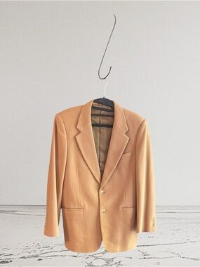 Unbranded vintage tan wool blend custom made blazer